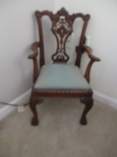 Child's Carved Arm Chair Wooden 25 1/2"