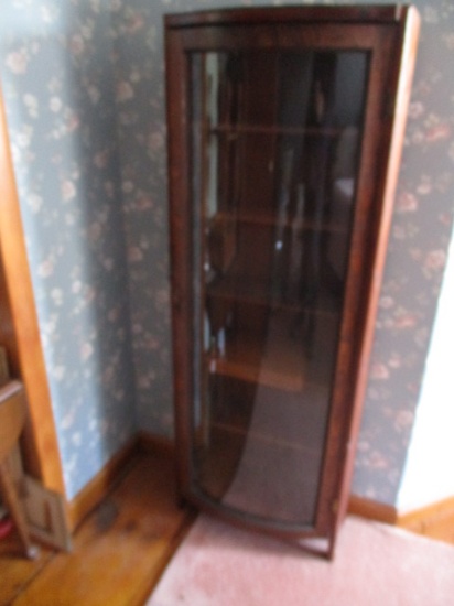 Bow Front China Cabinet Oak Front and Pine Sides 21" X 12" X 56"