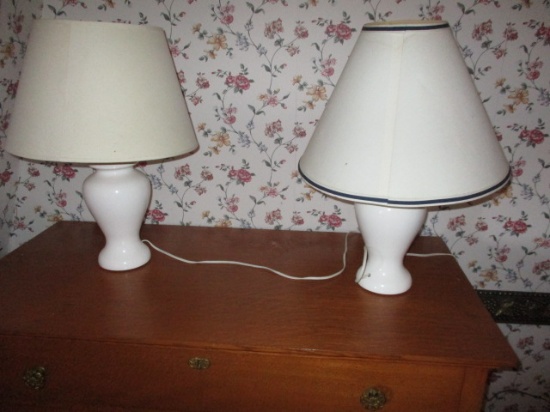 Pair Matching Table Lamps - Shades unmatched 32"