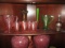 Pink Depression Glass Pitcher and 6 Glasses, Northwood Carnival Glass Vase and Other Glass