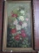 Antique Roses with Butterfly and Dragon Fly Oil on Canvas - 2 Tape Repairs - Frame 34