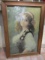 Haskell Coffin Antique Lithograph of Young Woman (some staining) Frame - 31 1/2