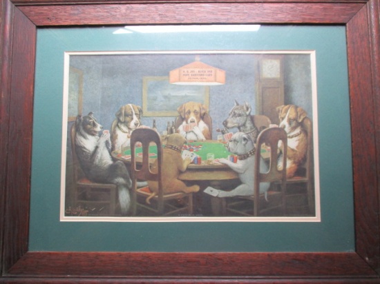 "A Friend in Need" Dogs Playing Poker Print  M.R. Joy - Buick and Pope Hartford Cars Putnam, CT