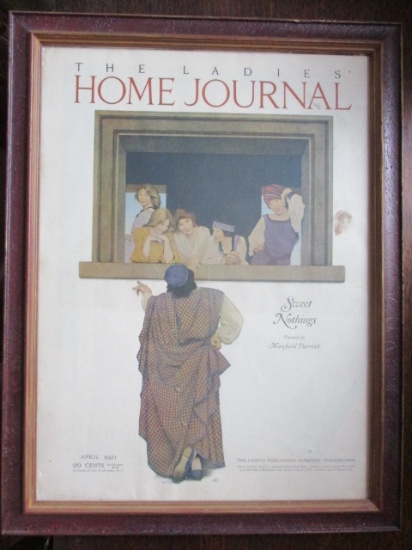 1921 Ladies Home Journal Cover with Maxfield Parrish "Sweet Nothings" Frame 16" x 12"