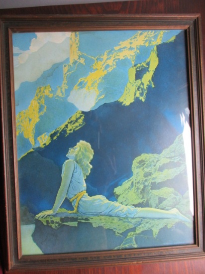 "Wild Geese" Maxfield Parrish Print With Label on Reverse Frame 17" x 14"