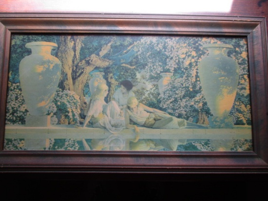 Maxfield Parrish "Garden of Allah" Print - Some Fading - Period Frame - Frame 11 1/2" x 20 1/2"