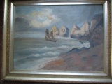 Seascape with Sailing Ship Oil on Canvas - Frame 28