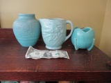 Blue Pottery: Van Briggle, NM and Unmarked Pitcher