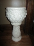 White Pedestal Jardeniere - Married But Match Well - Some Wear