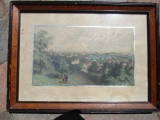 City of Providence from Prospect Hill Colored Engraving by Appleton & Co. - Frame 9 1/2