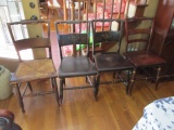 2 Stenciled Chairs (Gardner, MA) and Rushed Seat and Other Chair