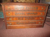 Spool Cabinet - Missing Some Veneer, Staining, Missing One Drawer Bottom 24