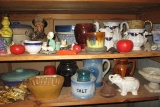 Salt Pottery Jar, Small Ceramic Figures, Etc.