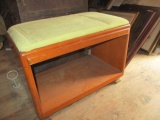 Midcentury Modern Blond Stand with Light Green Shag Carpet 24