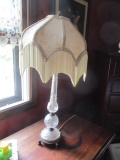 Glass Table Lamp with Fringed Shade 30