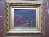 Antique Oil on Canvas Fruit Still Life Frame 18 1/2