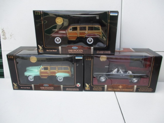 2 Road Signature Series 1948 Ford Woodys and 1961 Lincoln Continental MIB