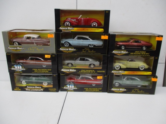 10 American Muscle Die Cast Cars 1:18 Scale in Boxes