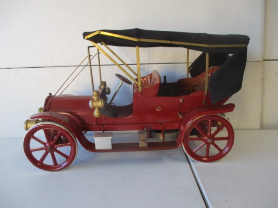 Circa 1910 Replica Car, Metal w/Canvas Top - 15 1/2"