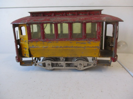 Antique Model RR Trolley, Metal 2" Wheel Flange to Wheel Flange - 10 1/2"