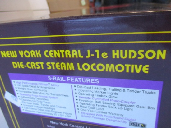 MTH New York Central J-l e Hudson Die-cast Steam Locomotive MIB 36" Box