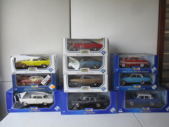 Revell - 10 Autos: 1:18 Scale including Mercedes Benz 300 SE Limited Edition 1 of 1000, Opel
