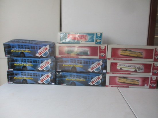 10 Corgi Buses 1:50 Scale, 5 Buses and 5 Streetcar Buses, Limited Editions