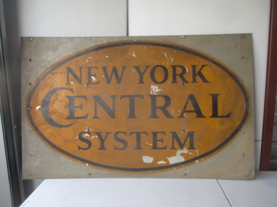 New York Central System Sign on Steel. K4X M Manufacturing Detroit #27 30" x 48"
