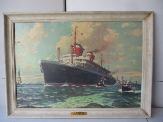 SS America United States Lines Print by William James Aylward 24" x 32 1/2"