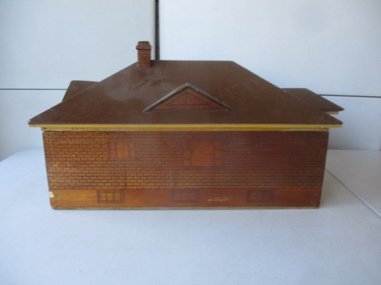 Handcrafted Folk Art Train Station Storage Box (25 1/2" x 16" x 13" H) - Comes Apart in 3 Pieces