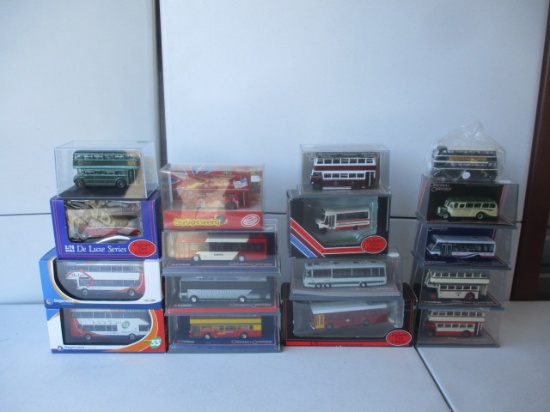 17 - 1:76 Scale Buses; 1 Without Box, Corgi, Gilbow and Creative Master.