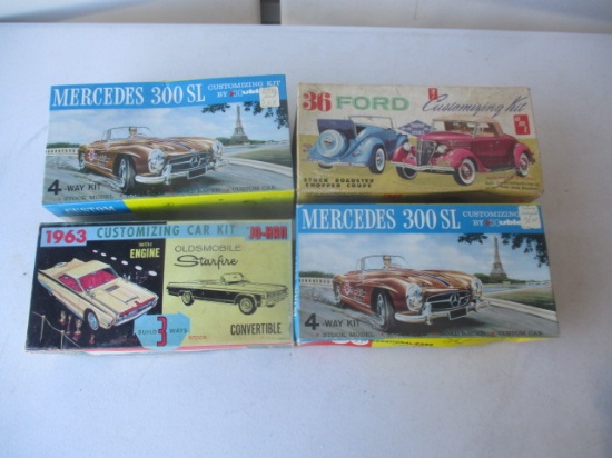 4 Unbuilt Vintage Kits - 2 Hubley Mercedes Benz Circa 1960 - 61, AMT 1936 Ford, Johan
