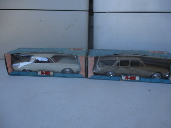2 1964 Jo-Han Promo Cars: 1964 Rambler War Gun In Original Box, Beige Metallic. 1964 Dodge