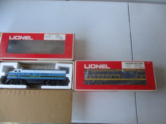 2 Lionel Trains; 2 Engines; Virginian Rectifier 6-8659 B & O F-3 "A" Diesel 6-8363 "O" Scale; MIB