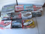 11 AMT, Revell and Johan GM and Chrysler 1/25 and 1/24 Scale Model Kits. All are Unbuilt,