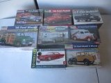 8 Ford Model Car Kits by AMT, Revell and Monogram. All are 1/25 or 1/24 Scale and Factory Sealed.
