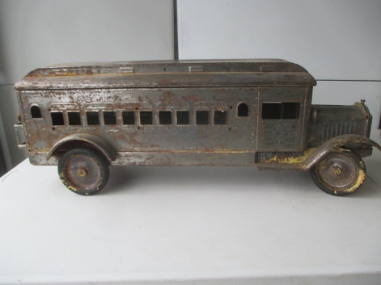 Keystone Toys, Vintage Bus, Pressed Steel. Balloon Tires. 31 1/2"