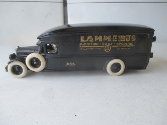 Arcade Style Cast Iron Lammerts Furniture Delivery Truck - White Trucks with Driver 13 1/4"