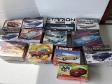 13 Car Model Kit Lot. 6 Revell, 6 AMT all 1/25 Scale, All Unbuilt, Some Factory Sealed.