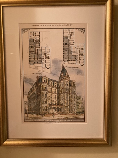 Hotel Elliot Boston Highlands American Architecture and Building News 1877 Lithograph Framed