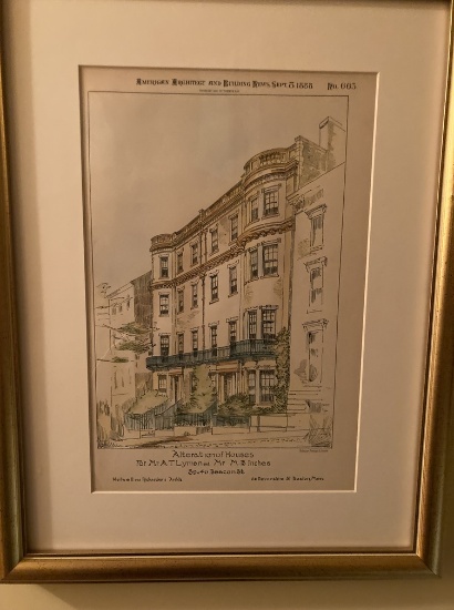 Alteration of Houses on Beacon Street American Architecture and Building News 1888 Lithograph Framed