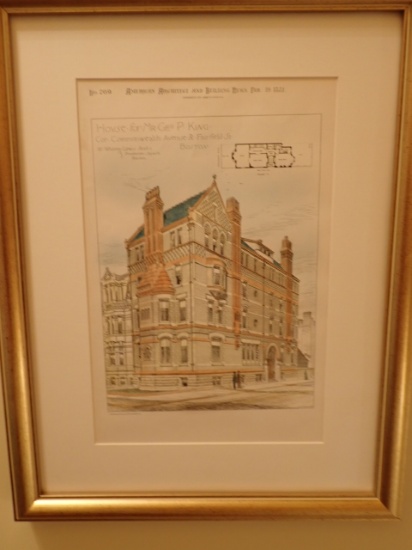 Boston George King House American Architecture and Building News 1881 Lithograph Framed