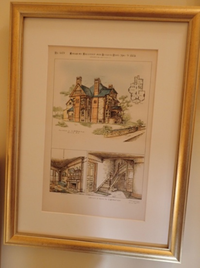 E.B. Ward Esq. Newark N.J. Residence  American Architecture and Building News 1885 Lithograph Framed