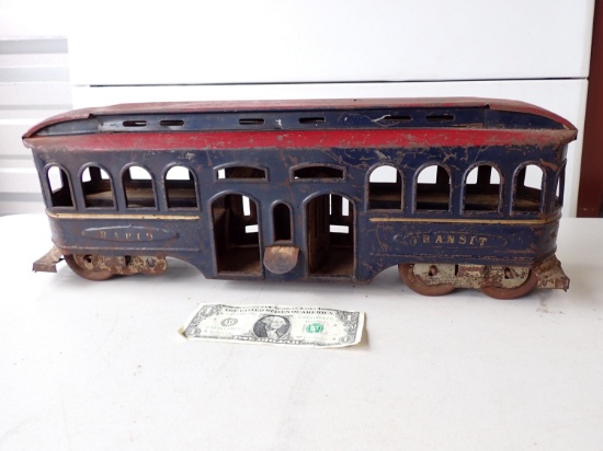 Antique Trolly Tin Rapid Transit - 21" Long