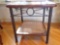 Wood w/Glass Top Table & Caned Lower Level Table