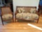 Carned Upholstered Settee Loveseat and Chair