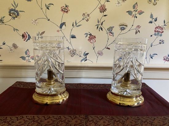 Pair of Waterford Crystal Lamps with Stamp