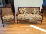 Carned Upholstered Settee Loveseat and Chair