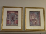 2 Prints: Townscape and Interior Court Yard