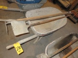 WHEELBARROW WITH SHOVEL, CHOPPER AND NEW HANDLE